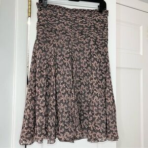 Max Studio 100% Silk Light Pink and Black Knee-Length A-Line Skirt